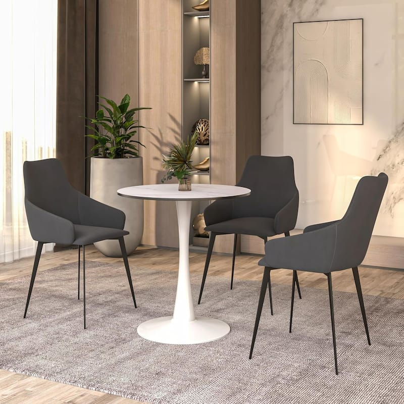 Bristol 24" Round Dining Table, Modern Pedestal Base Kitchen Table - Sintered Stone/MDF Top for Kitchen & Small Spaces