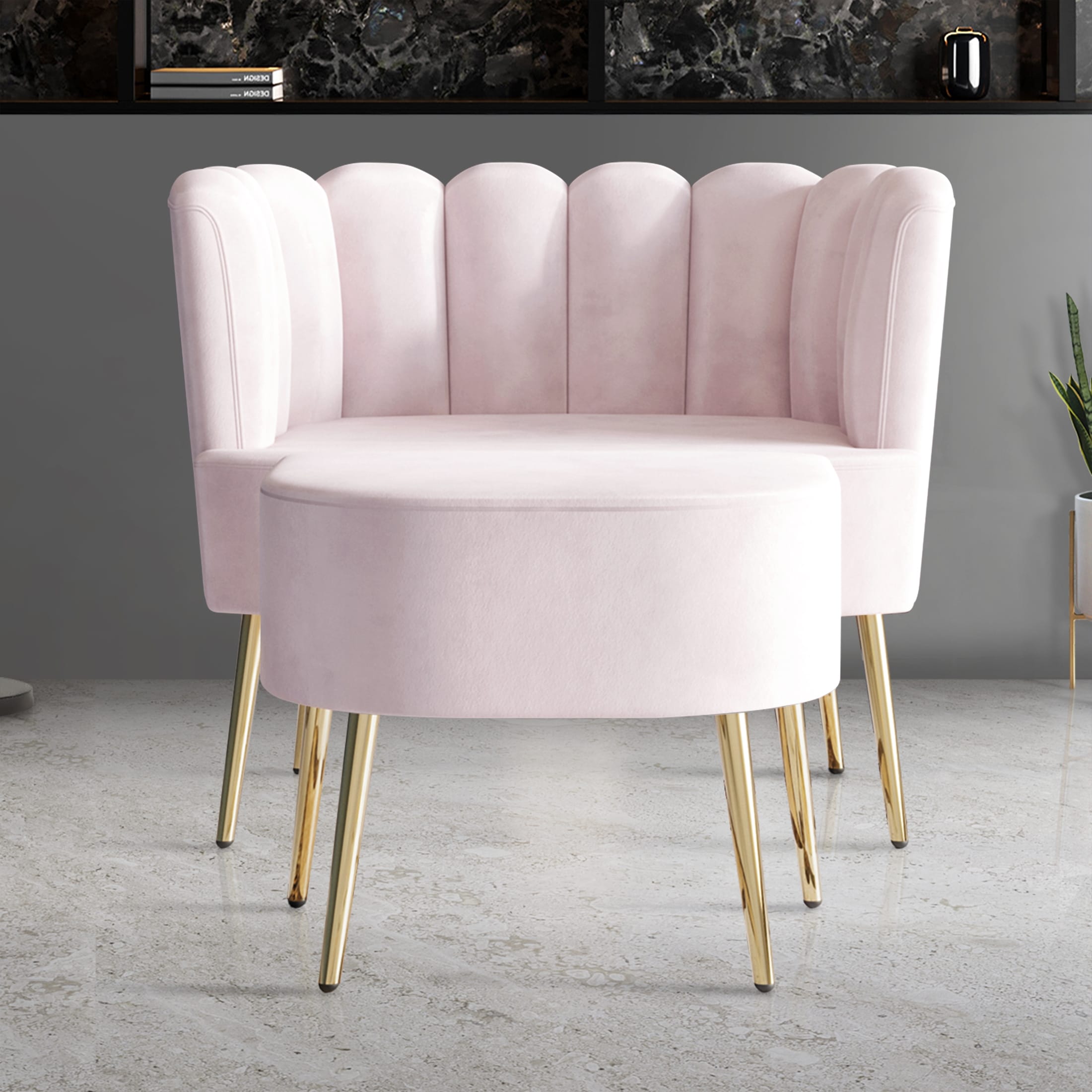 CraftPorch Luxurious Velvet Upholstered Accent Chair with Stool On Sale Bed Bath Beyond 37276683