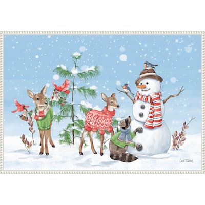 Festive Friends I by Leslie Trimbach (33 x 23 in.), Framed Canvas Wall Art Print - Sylvie Beaded White