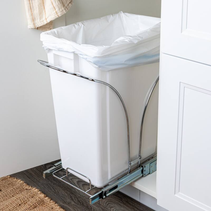 Household Essentials Pull Out Trash Can with Under-Cabinet Caddy