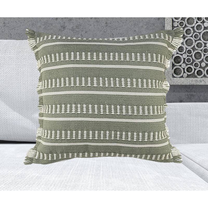 HomeRoots 24" X 24" Green Zippered Coastal Indoor Outdoor Throw Pillow - 24" x 24"