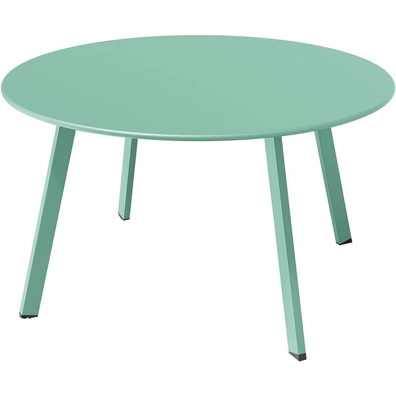 Patio Round Steel Patio Coffee Table, Weather Resistant Outdoor Large Side Table