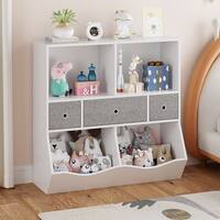 Kids Bookshelf and Bookcase Toy Storage Multi Shelf with Cubby ...