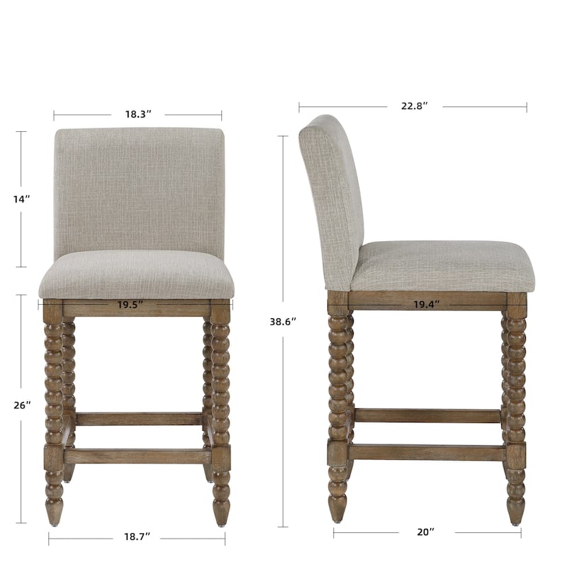 Chenille 26"H Spindle Legs Counter Stool