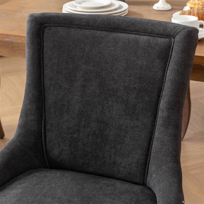 Set of 2 Patterned Upholstered Kitchen Dining Chairs with Wood Legs