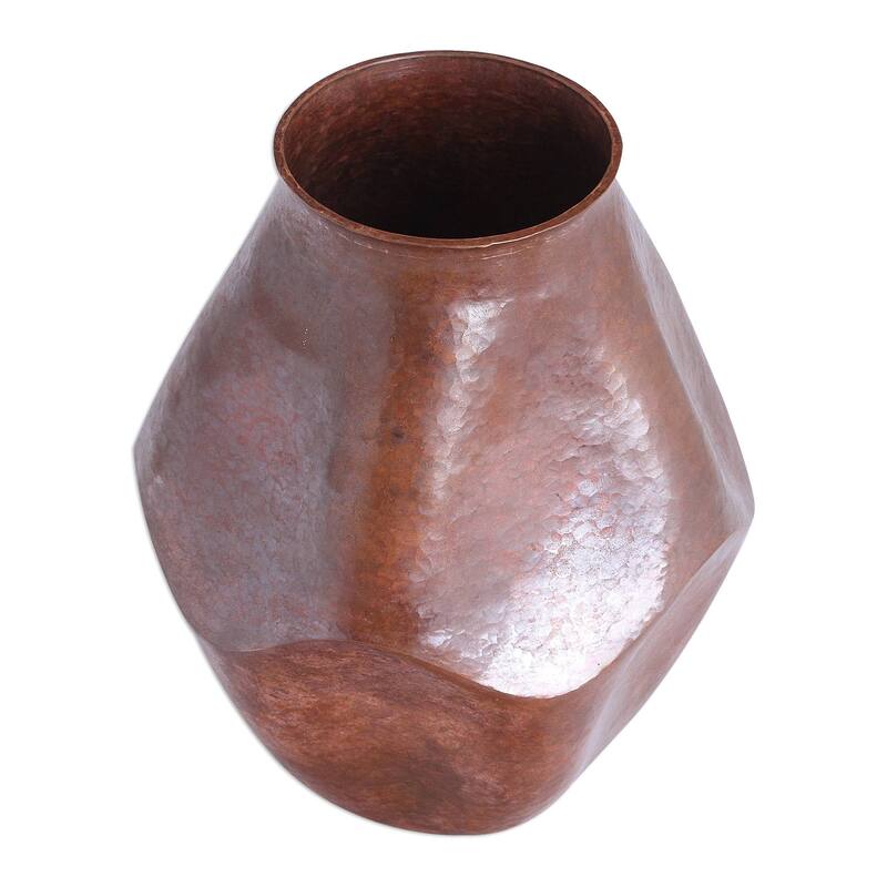 Handmade Abstract Pentagon Copper vase (Mexico)