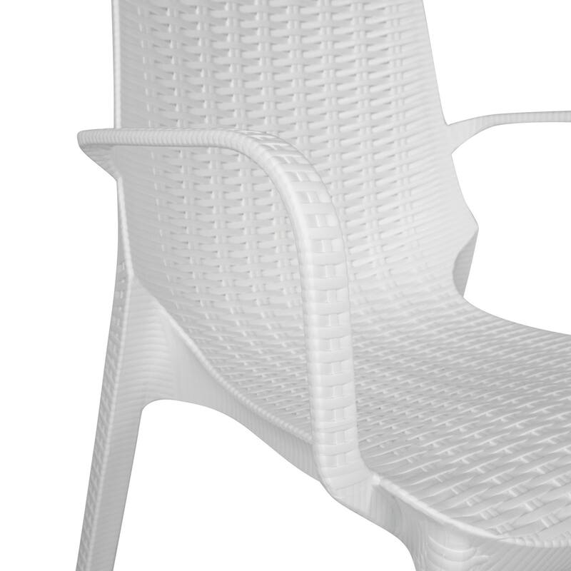 Kent Modern Outdoor Stackable Rattan Style Patio Dining Chair in Weave Design Side Armchair - 35" Height