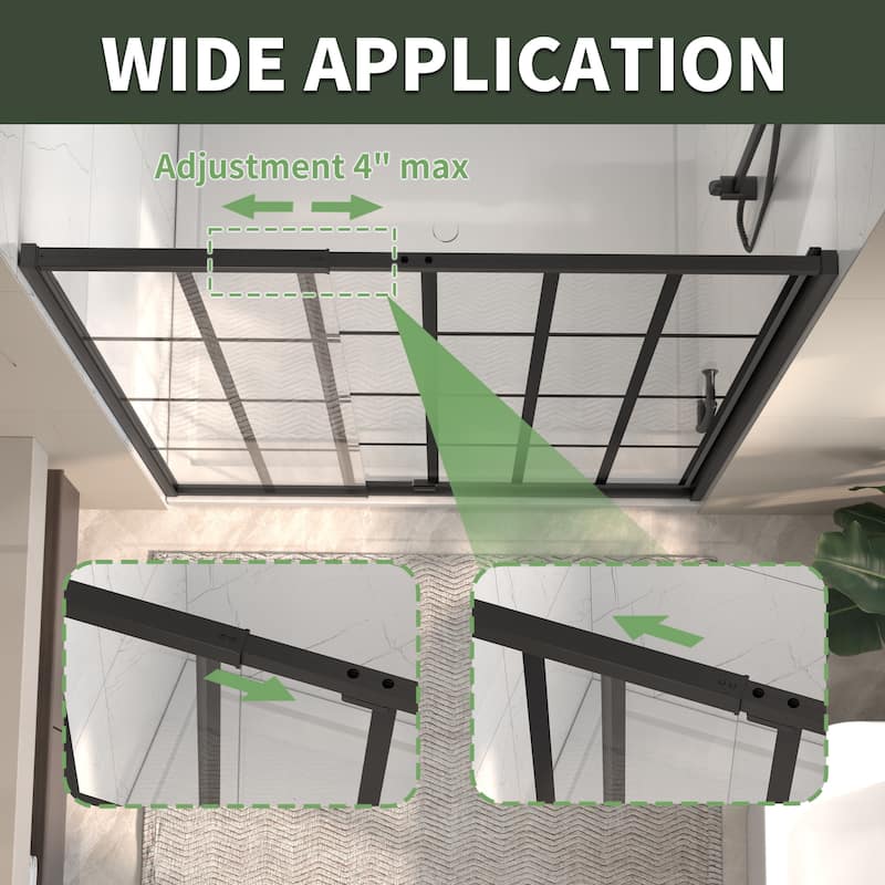 Modland 38-42"x71'' Adjustable Pivot Shower Door - Auto-Lift Hinge, Magnetic Seal, 5 Finishes for Uneven Walls - 42''x 71''
