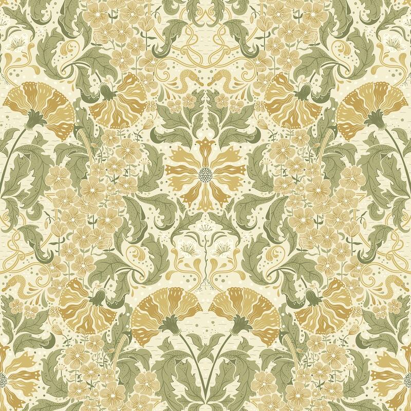 A-Street Prints Ojvind Gold Floral Ogee Wallpaper