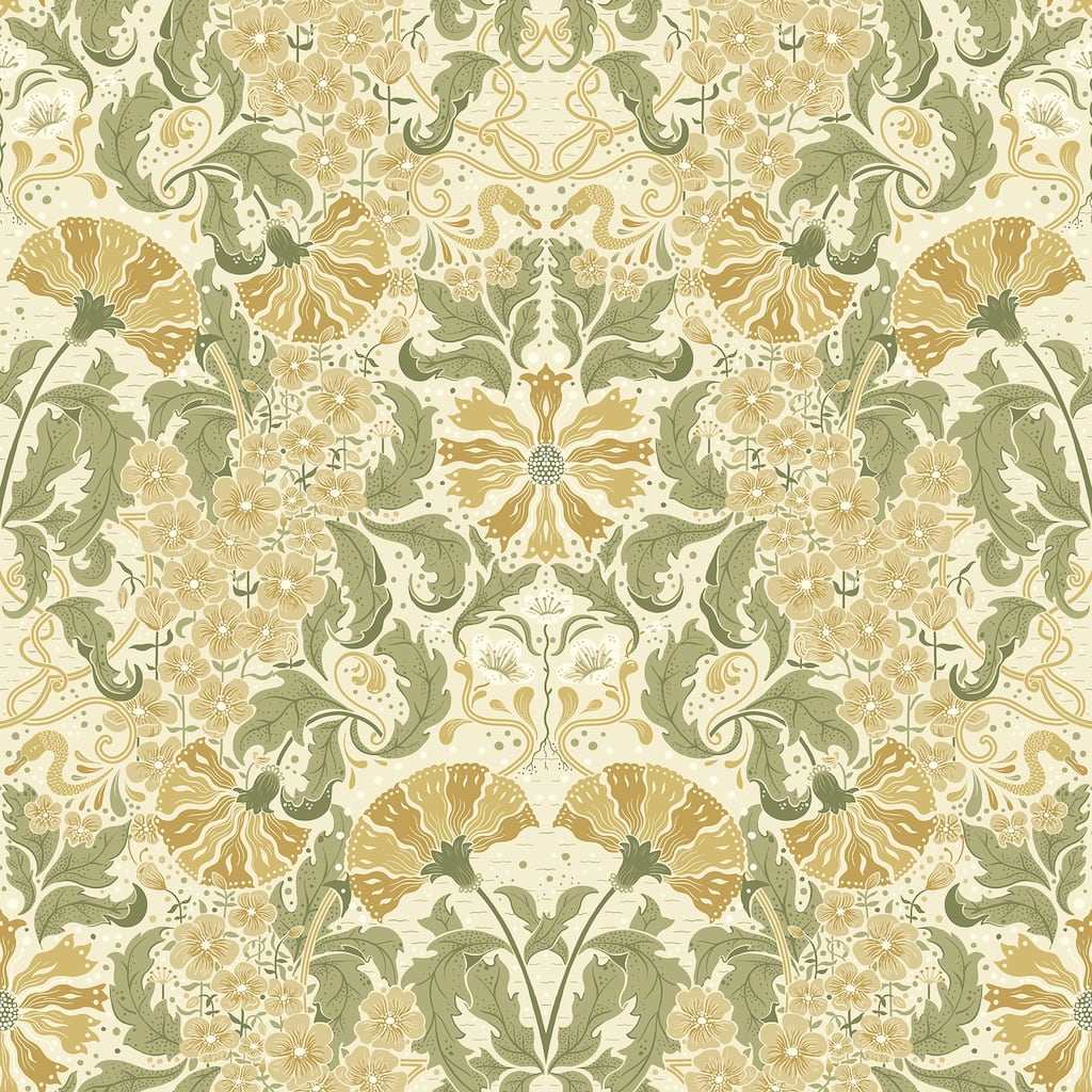 A-Street Prints Ojvind Gold Floral Ogee Wallpaper