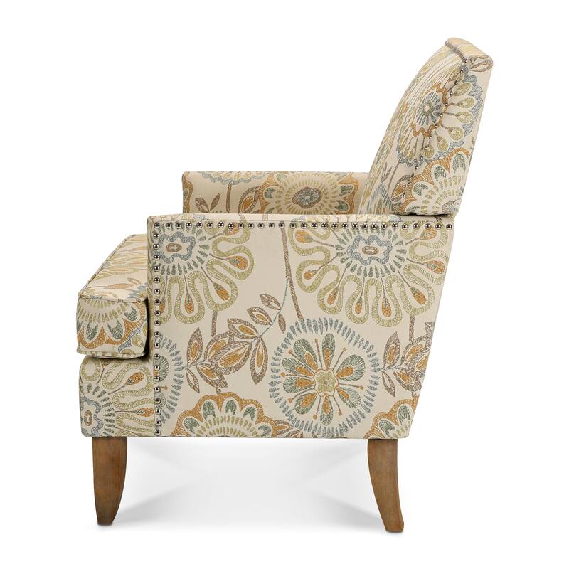 Modern 28.54" Upholstered Accent Chair with Solid Wood Frame and Nailheads for Living Room
