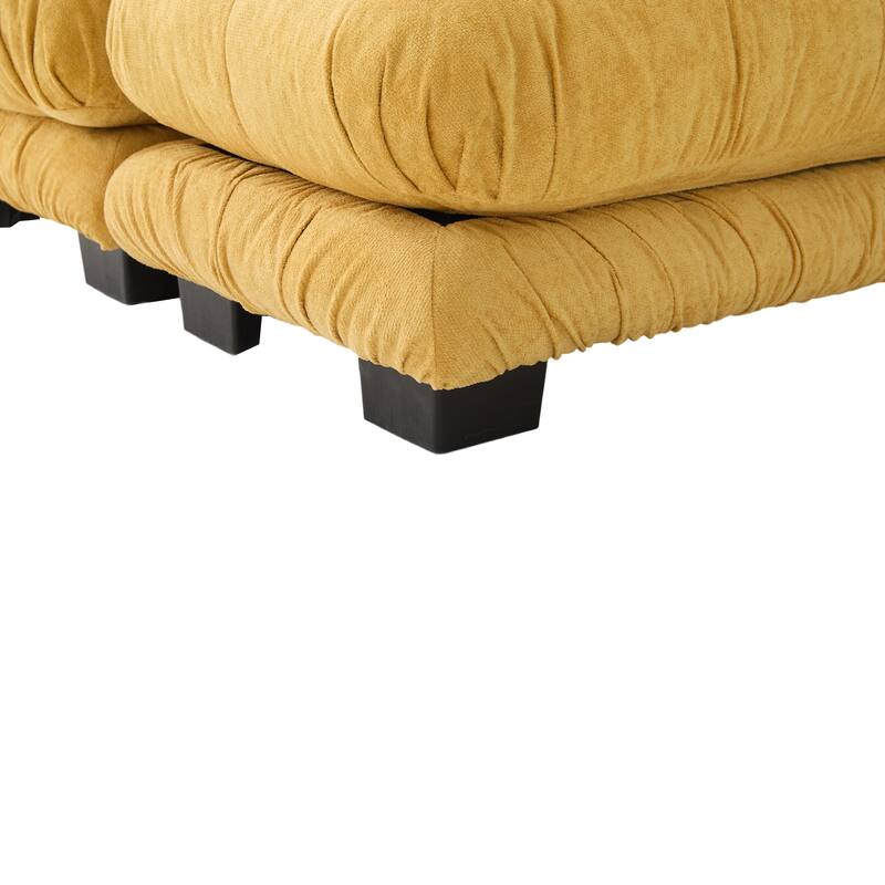 GDFStudio - UNITED WE WIN Pelletized U Shape Cloud Couch with Bolster Armrest Pillows