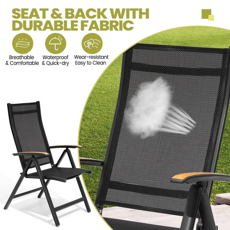 Outdoor Patio Dining Set Dining Extending Table Rectangular with Folding Chairs