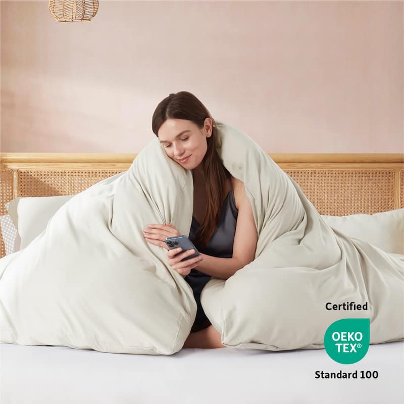 Nestl Ultra Soft Double Brushed Microfiber Duvet Cover Set with Button Closure