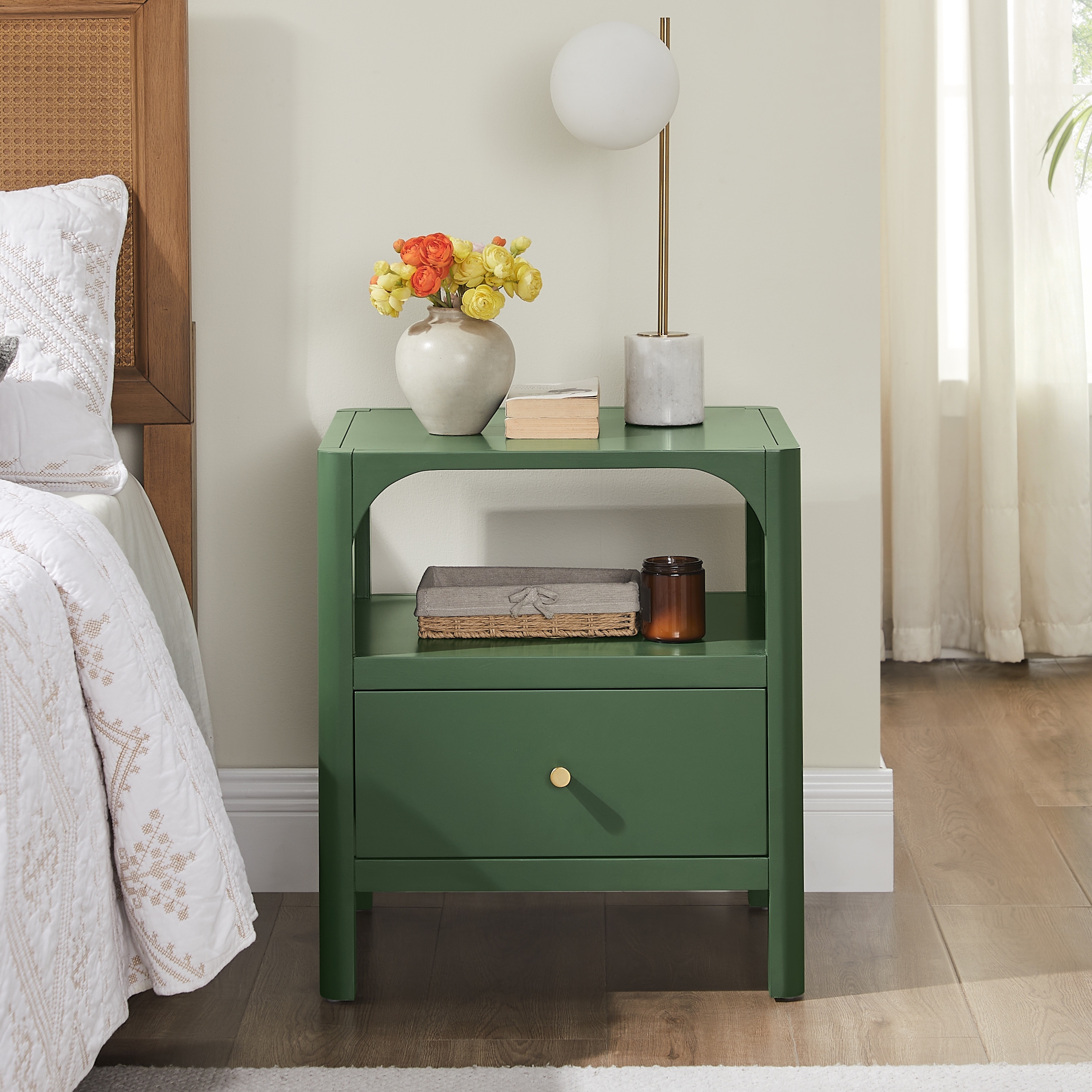 Willhaven 1-drawer Mid-Century Wood Nightstand - No Assembly Required