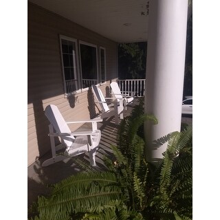 Outsunny Outdoor Classic Wooden Adirondack Deck Chair with Cup Holder & Comfortable Ergonomic Design, White