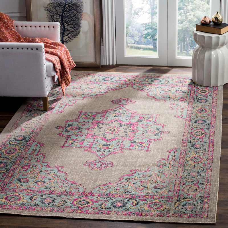 SAFAVIEH Artisan Misa Distressed Oriental Rug - 9' x 12' - Light Grey/Light Blue