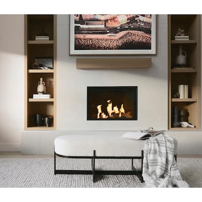 Amelia Cream Boucle With Black Metal Frame Accent Bench