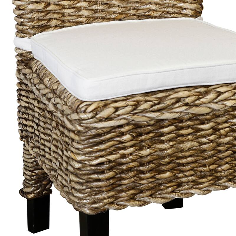 Harp & Fininal Reagan Natural Woven Banana Leaf Dining Chair with Deep Cream Pad