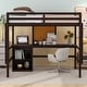 preview thumbnail 2 of 7, Espresso Pine Wood Loft Bed with Desk and Cabinet, Writing Board, Full-Length Guardrail
