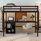 preview thumbnail 2 of 9, Twin Size Loft Bed with Desk and Writing Board, Pine Wooden Bed with Desk, Kid's Bed with 2 Drawers Cabinet, Espresso