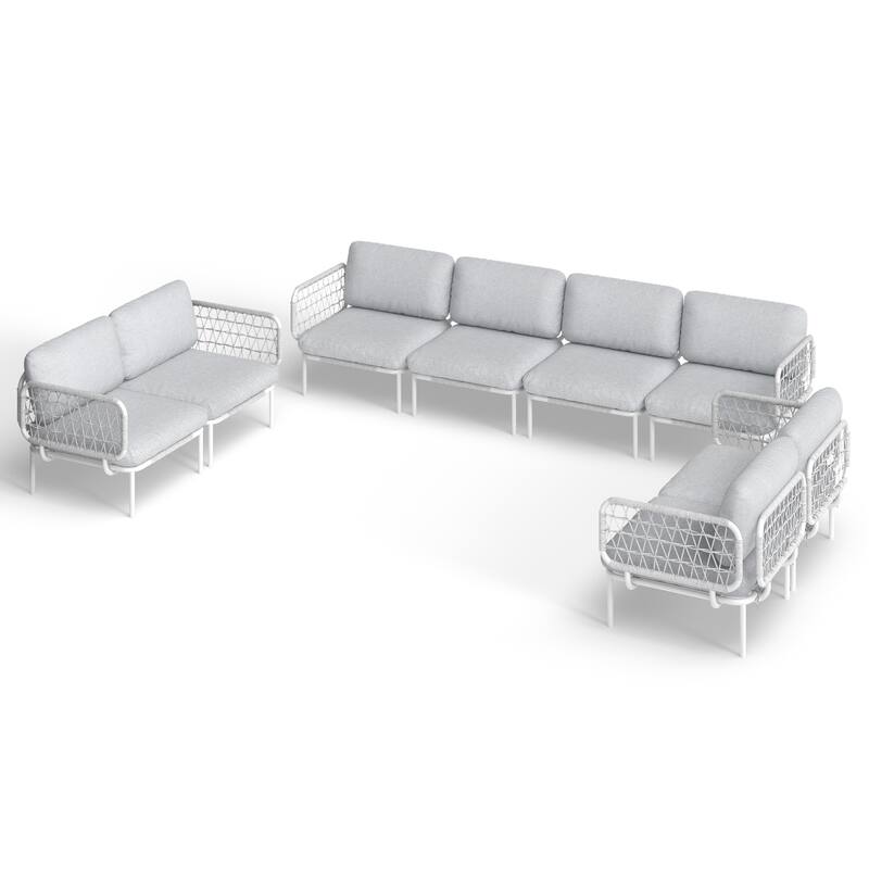 Outdoor Patio Sectional Sofa Set Cushioned Conversation Seating Set