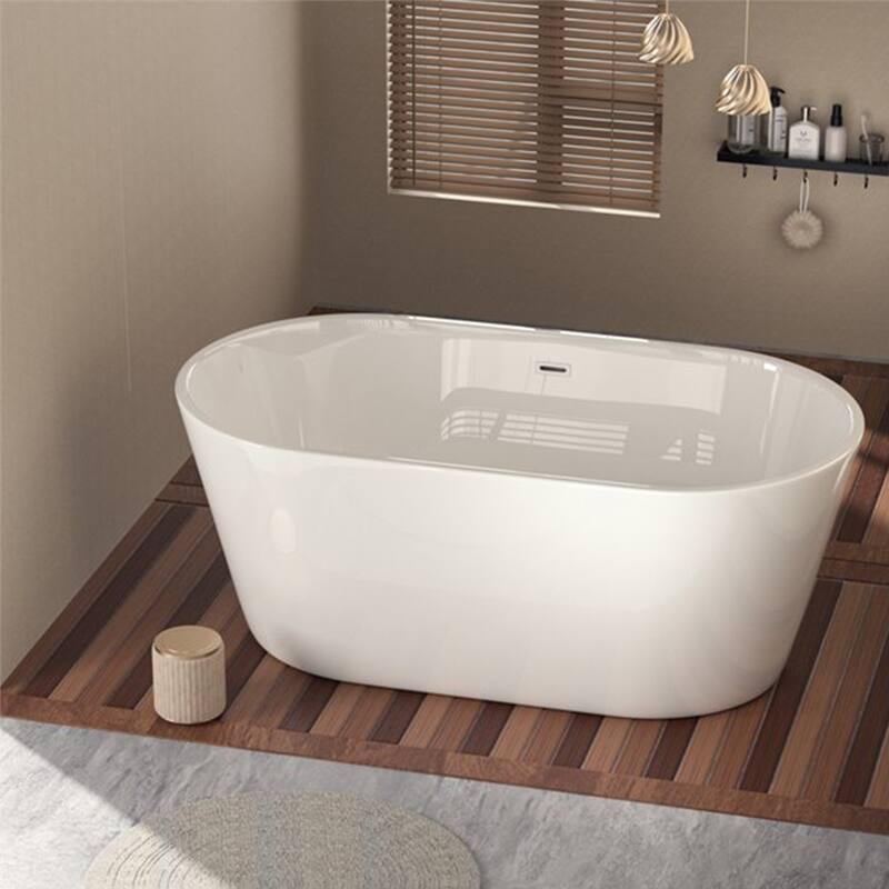 CB HOME 54"/59"/67" Acrylic Freestanding Bathtub, Deep Soaking Spa Bathtubs with Solid Surface - 59''x28''x22''