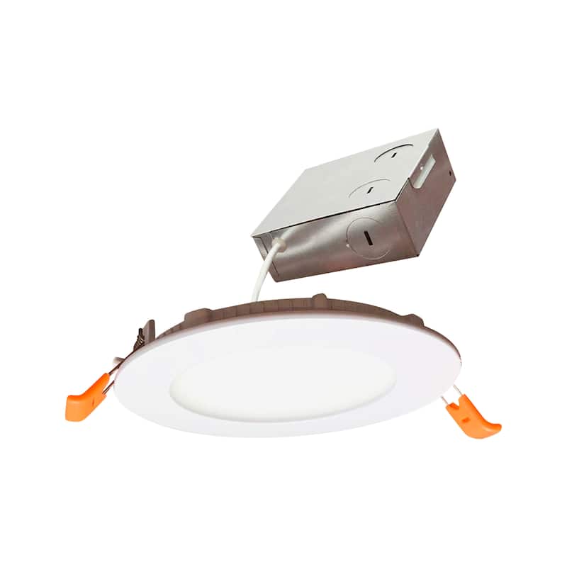 Bulbrite Pack of (4) 12 Watt LED 4" Round Recessed Downlight Fixture with Metal J-Box, 4000 Cool White Light, 1100 Lumens - Cool White Light