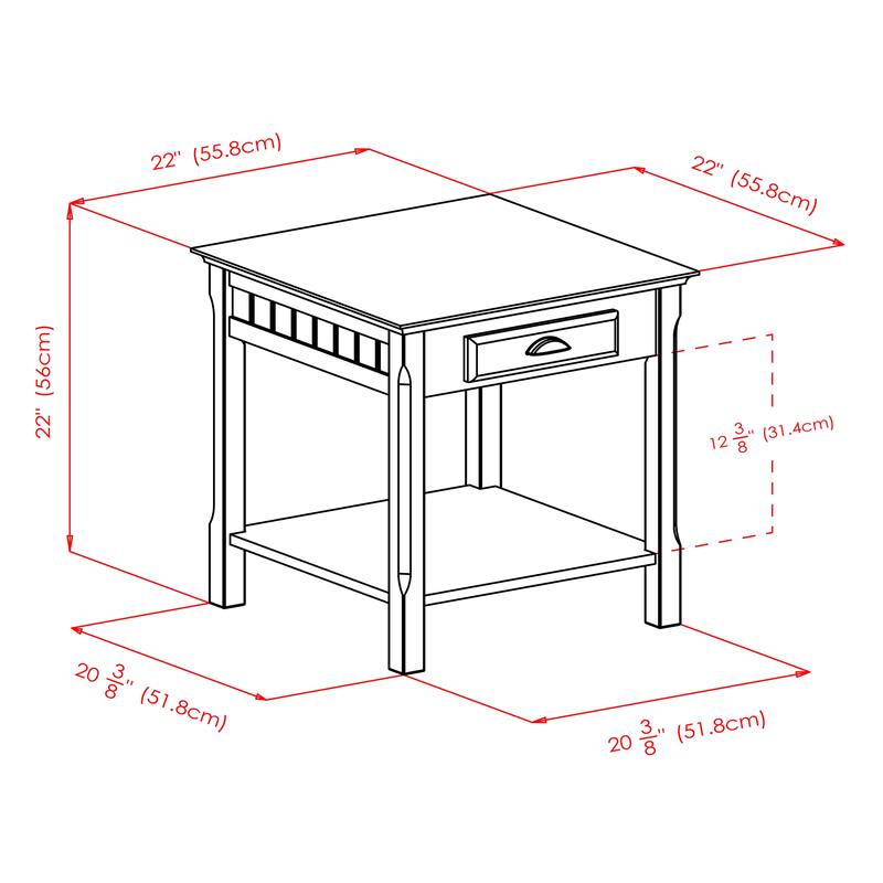 Timber Accent Table, Black - 21.97 x 22.4 x 22.05 inches