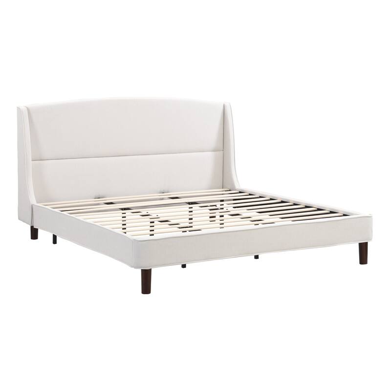 Wingback Platform Bed Low Profile Bed Upholstered Bed Frame