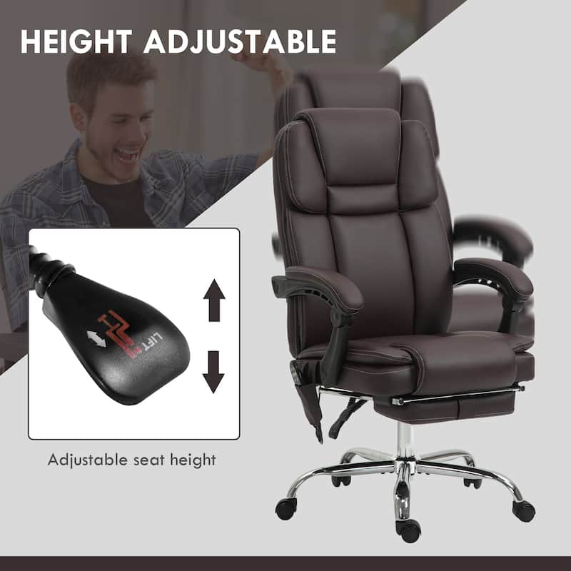 Ergonomic Massage Office Recliner Chair PU Leather Executive Desk Chair with Lumbar Heat, Footrest and Adjustable Height