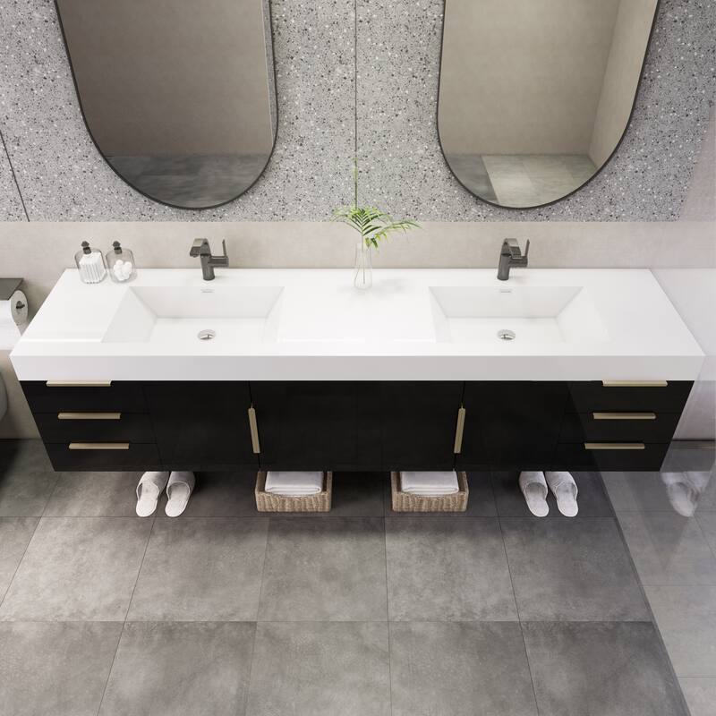 Noble 84" Wall Mounting Vanity with Reinforced Acrylic Double Sink