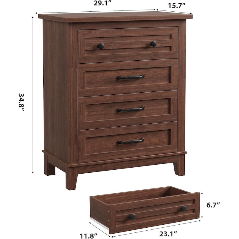 29 in 4 Drawer Dresser with Storage for Living Room, Bedroom
