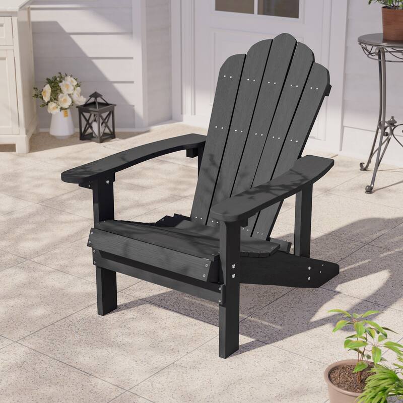 LIVOOSUN Adirondack Patio Chair Fire Pit Chair Weather Resistant - Black