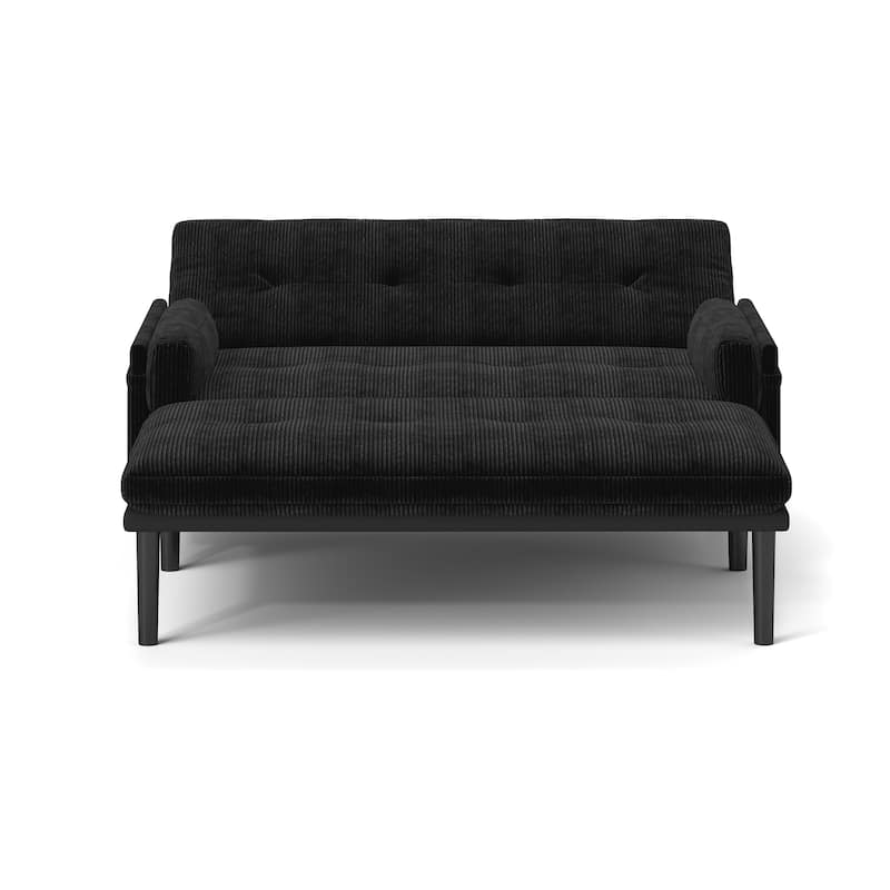 Roomfitters, Corduroy 2-Seater Sofa Sleeper, Convertible Loveseat with Recline Function and Armrests, Modern Small Sofa Bed