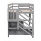 preview thumbnail 17 of 18, Twin Size Loft Bed with Storage Staircase and Window,Sturdy Wood Frame,White