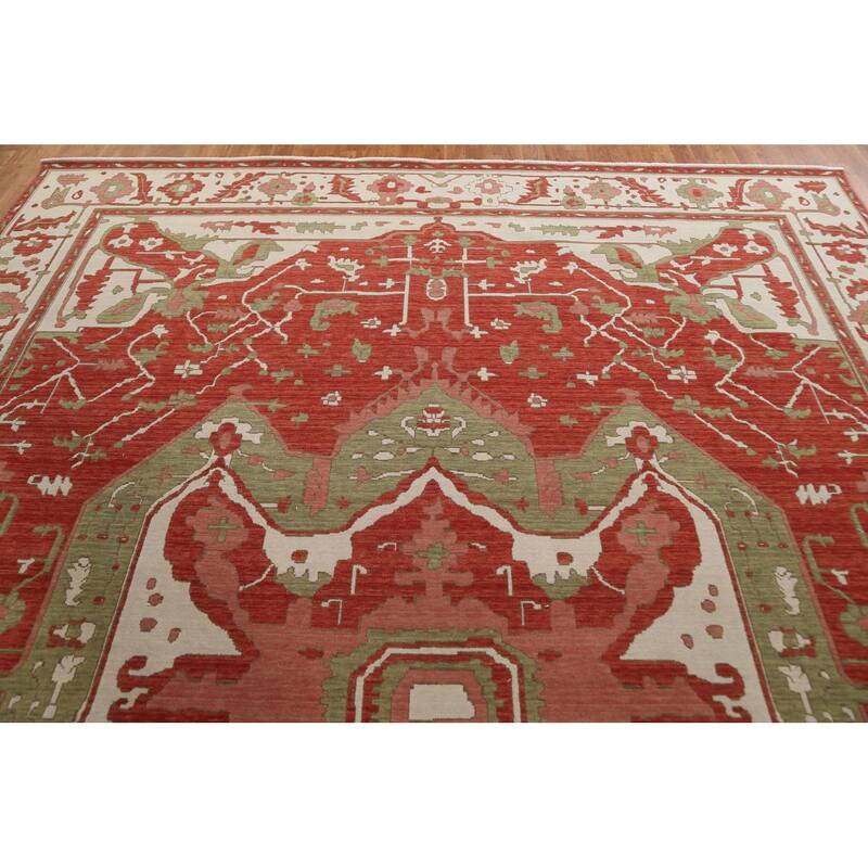 Red Heriz Serapi Turkish Oriental Area Rug Hand-knotted Wool Carpet - 9'9" x 13'0"