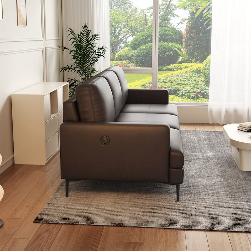 Modern Faux Leather Sectional Sofa with USB Port