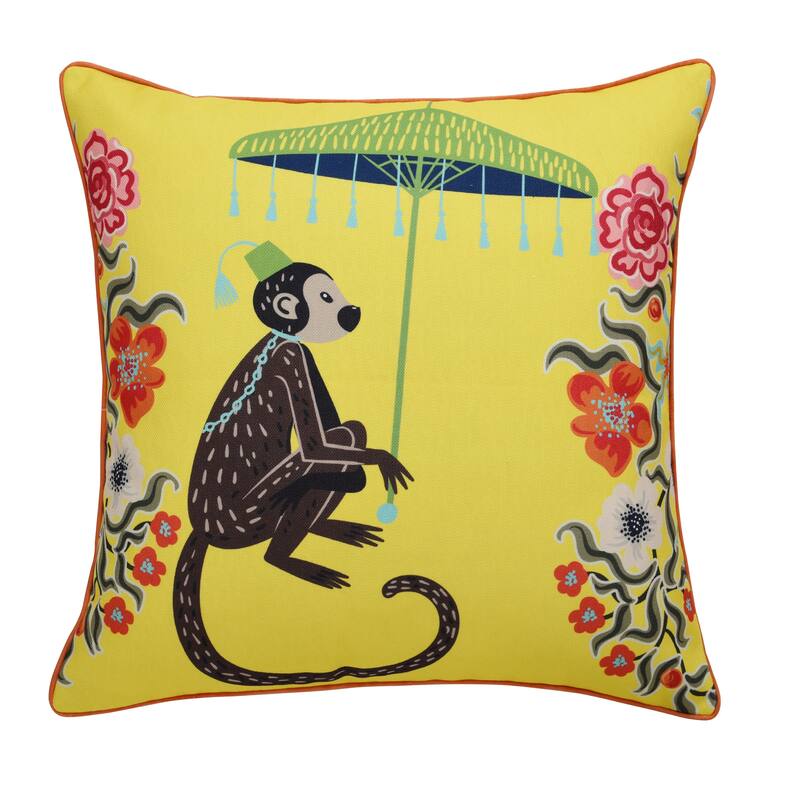 StyleCraft Maharaja Monkey Left Side Throw Pillow - Yellow