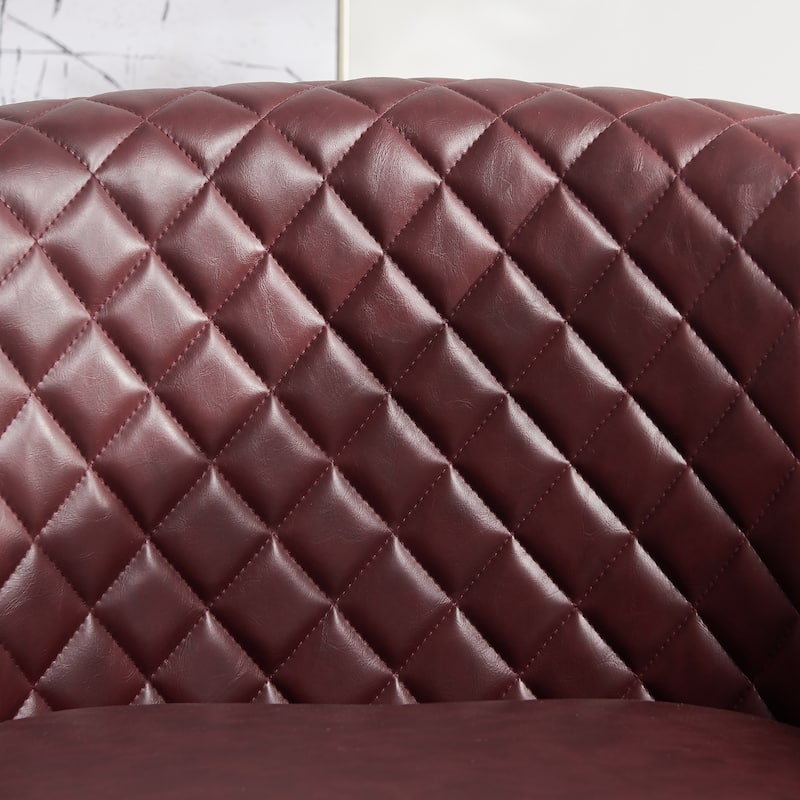 KINWELL 29" Wide Tufted PU Leather Swivel Barrel Chair (Set of 2)