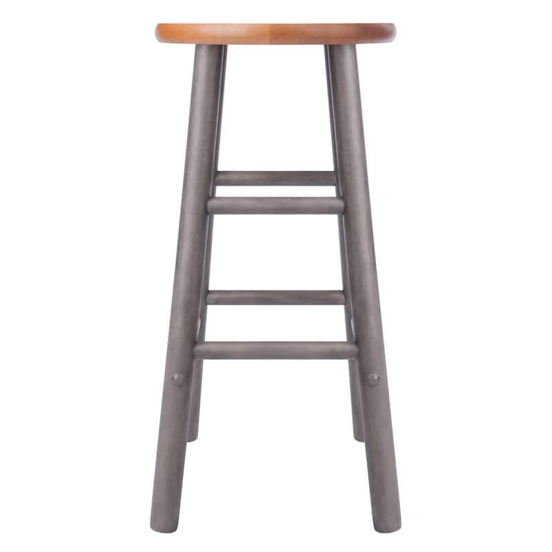 2 Piece Gray and Brown Round Counter Stools 24.5"