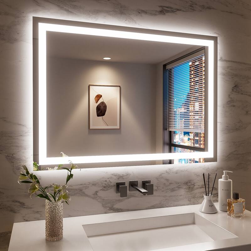 48x36 Inch Frameless LED Bathroom Mirror,Smart Mirror - White