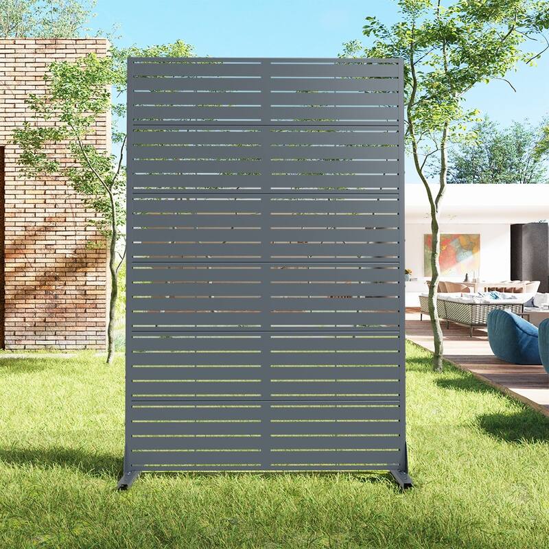 Dovelina 6ft.Outdoor Freestanding Metal Privacy Screen Decorative Garden Fence - 72"x47" - Grey