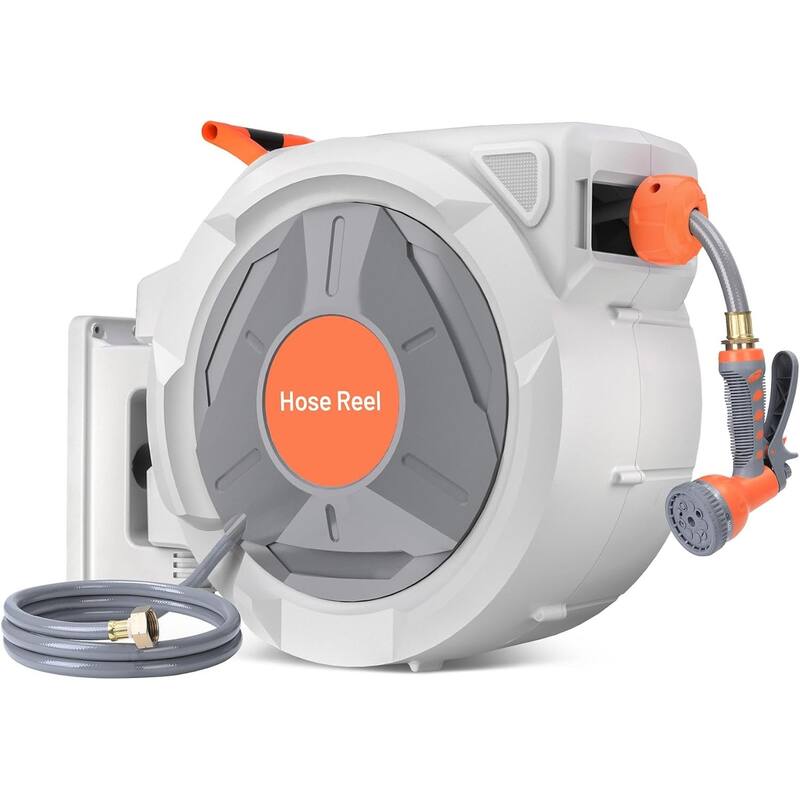 Retractable Garden Hose Reel 9 Function Sprayer Nozzle