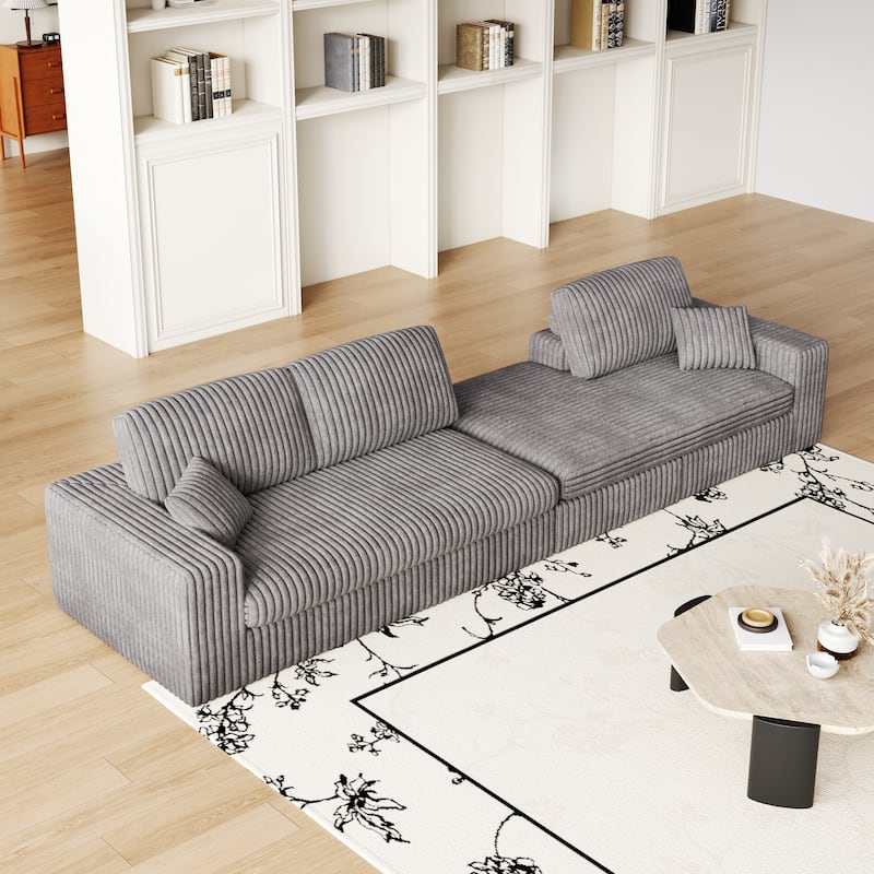 Corduroy Modular Foam Sofa, Recliner Seat Reversible Sofa, 2-In-1 Sofa With Recliner And L-Shaped Sofa Combination