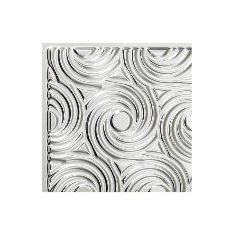 FASÄDE Cyclone Decorative Vinyl 2ft x 2ft Glue Up Ceiling Panel in Brushed Aluminum (5 Pack) - 12in x 12in Sample