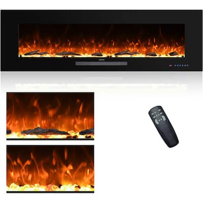 50 in. Wall Mounted and Recessed Electric Fireplace,13 Flame Colors