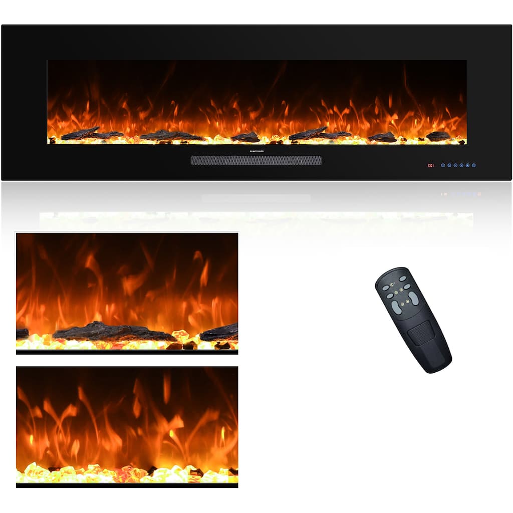 50 in. Wall Mounted and Recessed Electric Fireplace,13 Flame Colors