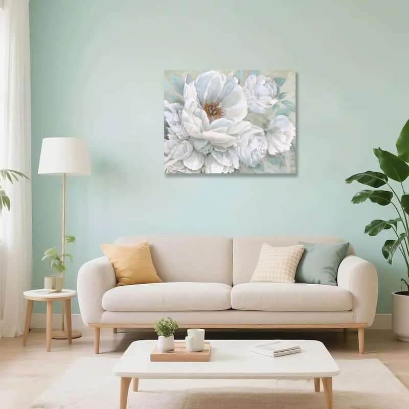 White Flower Canvas Wall Art Modern Blossom Floral Painting