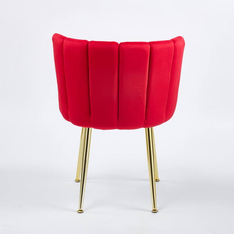 Modern Velvet Dining Chair Set of 2, with Iron Tube Golden Legs and Comfortable Backrest